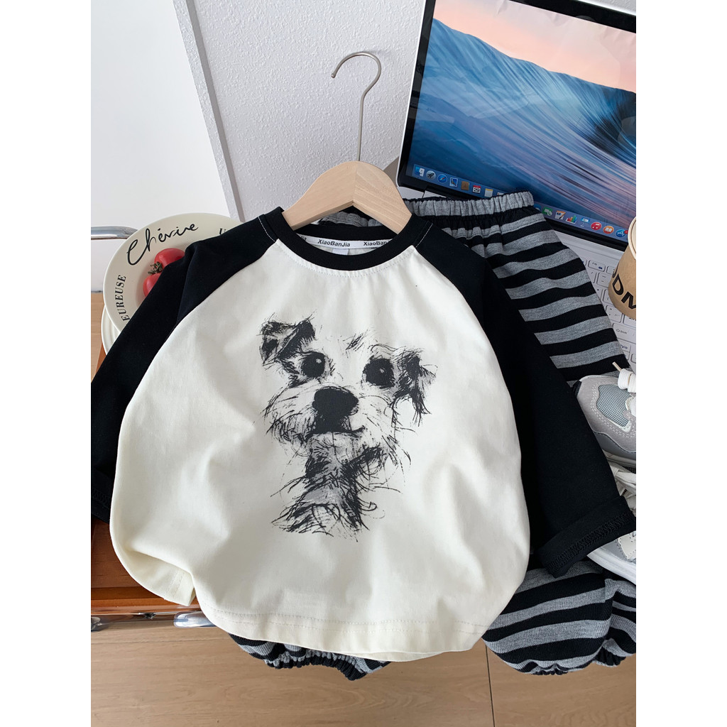 Meninos camiseta de manga comprida crianças primavera outono desenhos animados topos médio pequeno crianças moda camisas