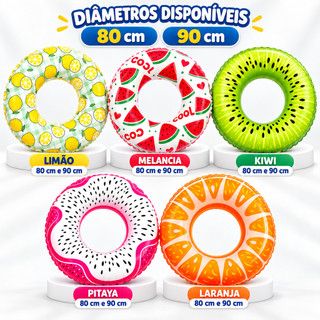 Boias Vários Modelo Frutas Melancia, Limão, Pitaia, Kiwi, Limão Siciliano e Laranja Inflável Piscina Verão