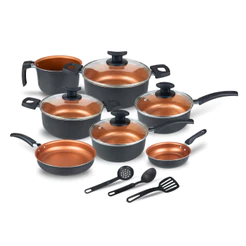 Conjunto Jogo de Panelas Teflon 10 Pçs Antiaderente Tampa de Vidro
