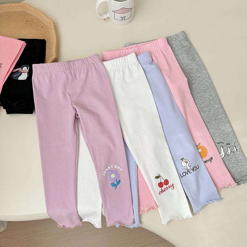 2025 primavera verão novo estilo meninas versão coreana impressão dos desenhos animados Leggings crianças bebê puro algo