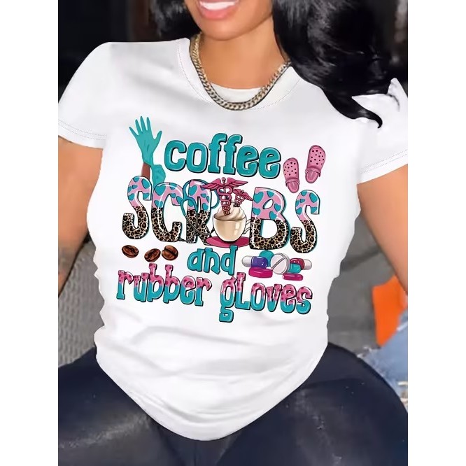Camiseta Feminina Manga Curta Estampada Confortável Linda Moderna Estilosa Divertida Casual Moda Tendência Verão com