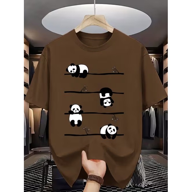 Camiseta Manga Curta Estampada de Panda Fofa Divertida Confortável Estilosa Linda para Moda Casual Verão Tendência