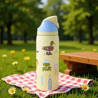 Novo produto pronto estoque Owala Co-marca 32oz copo térmico dos desenhos animados copo de palha portátil garrafa de esp