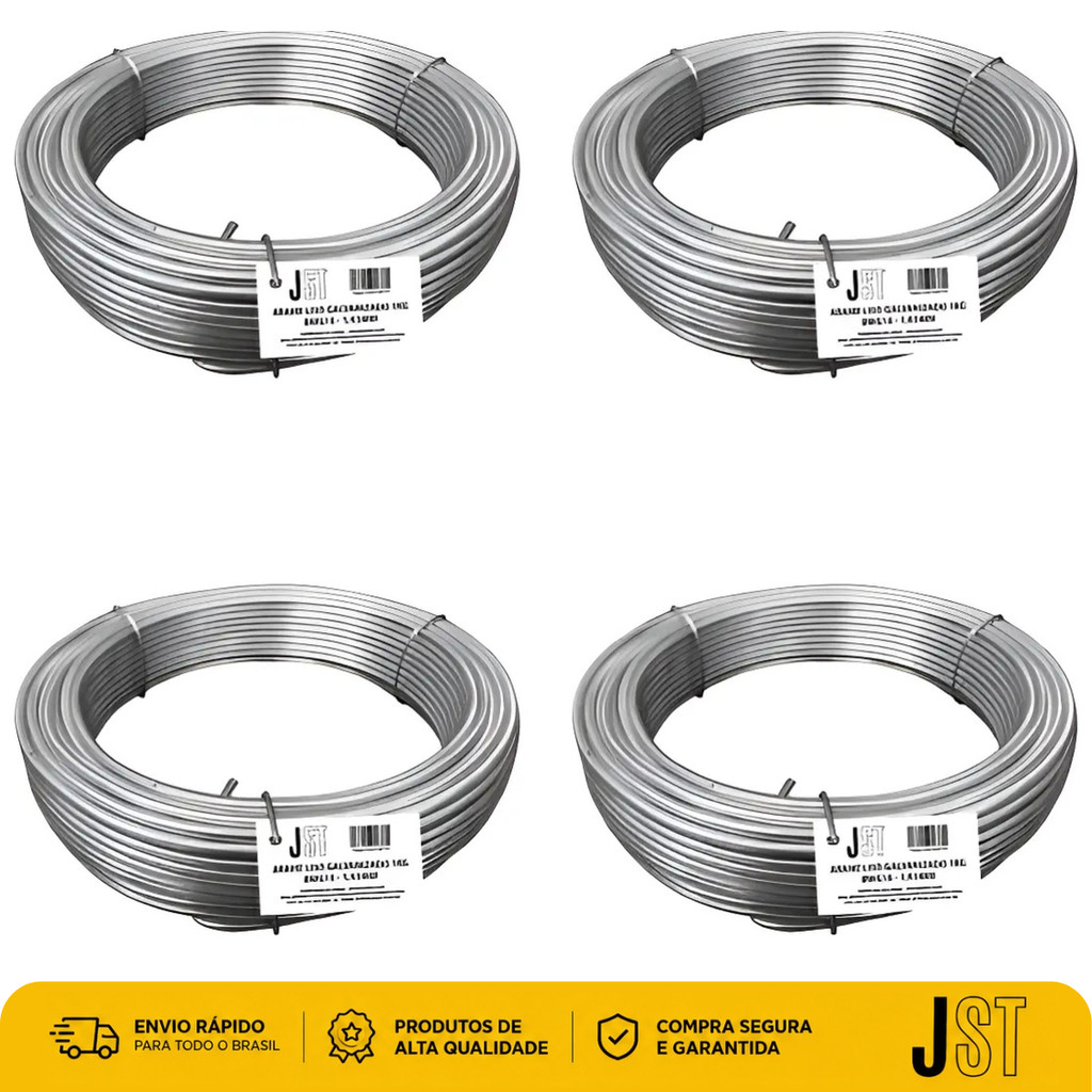 Kit 4kg Arame Galvanizado Liso BWG16 1,65mm JST 4 Rolos 240m Varais Cercas