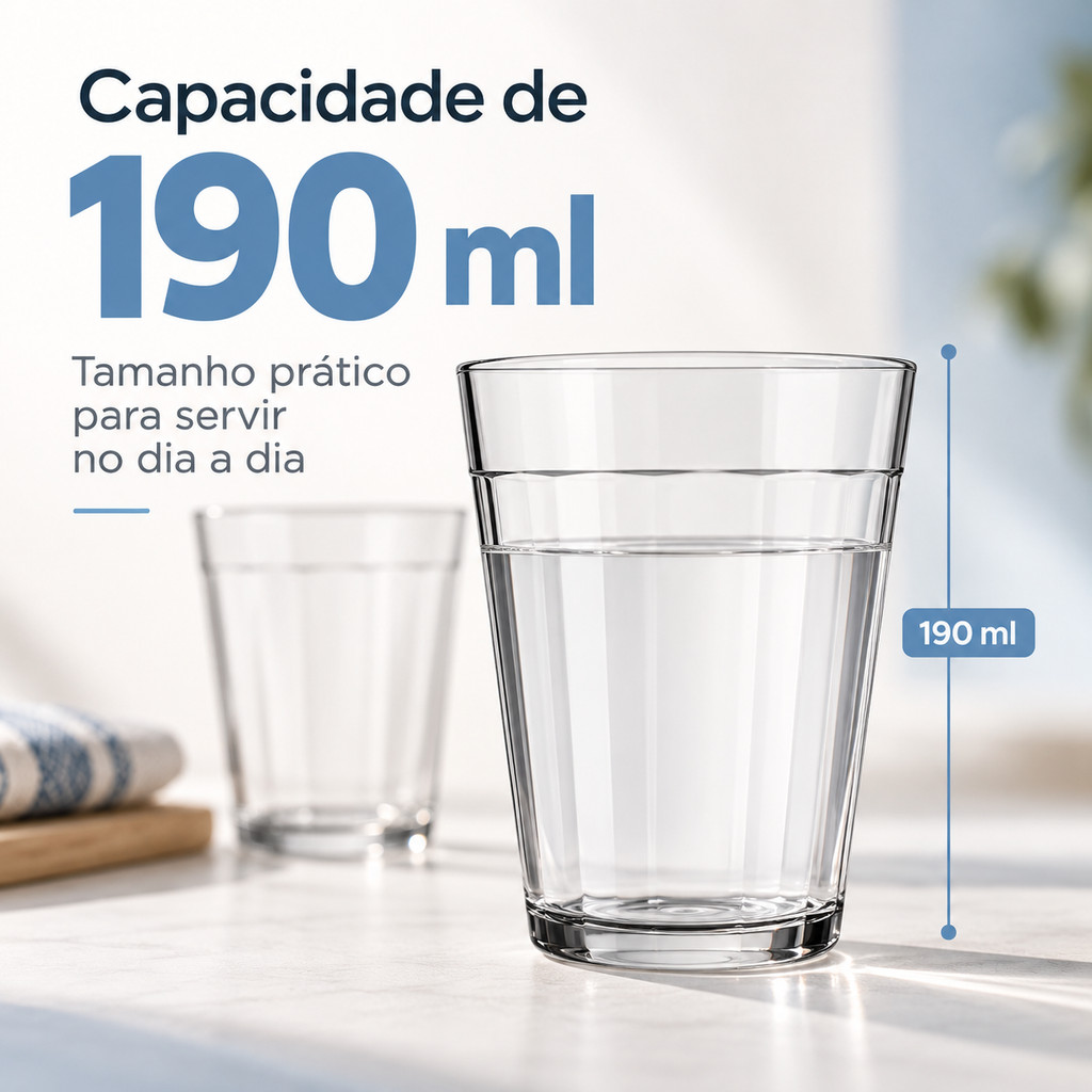 Kit 6/12/24 Copo Americano Nadir 190ml Vidro Cerveja Café Bar Restaurante Suco — imagem 2 de 2
