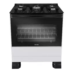 Fogão Mueller 5 Bocas Branco Bivolt Mesa De Vidro e Tripla Chama MFV5BF