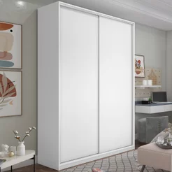 Guarda Roupa Solteiro 100% MDF BP com 2 Portas Zermatt Branco Branco