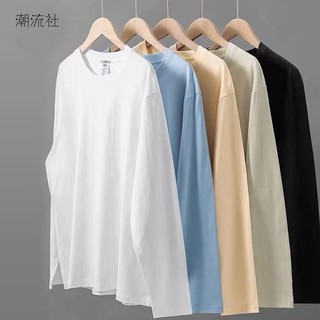 2025 Primavera Outono Novo Estilo Estilo Americano Gola Redonda Stretch Estilo Fino Camiseta de Manga Comprida Decote Pe