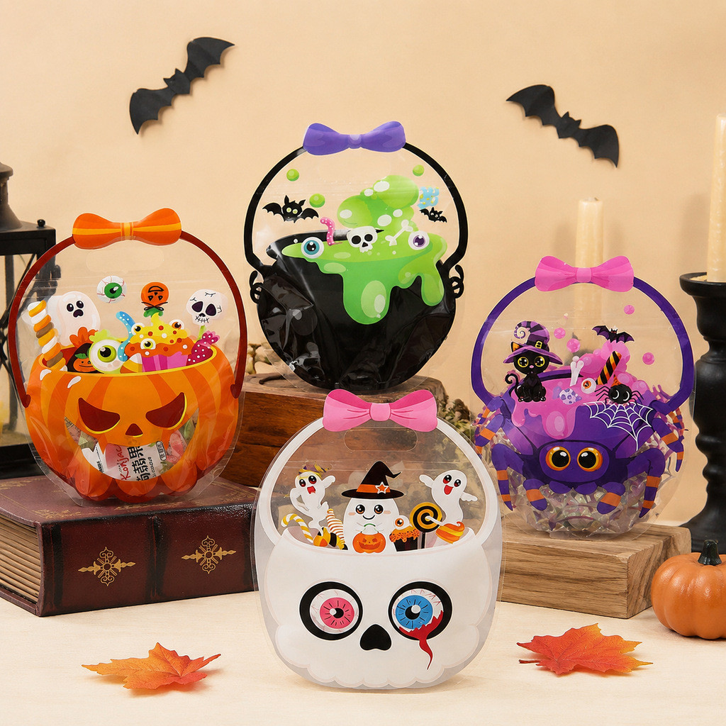 Saco de lembrancinhas para festa de Halloween, embalagem selada e autoportante para biscoitos e doces infantis, saco par
