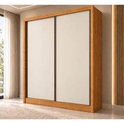 Guarda Roupa Solteiro MDF 2 Portas 3 Gavetas Ávila Marrom/Cinamomo Fendi Cumaru/Fendi