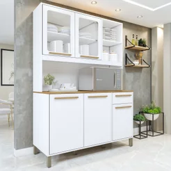 Armário para Cozinha 5 Portas 1 Gaveta Rubi Branco Branco