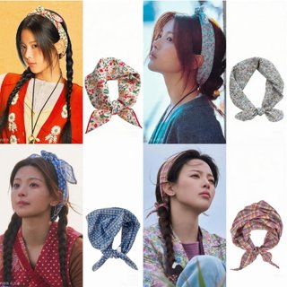 Yang Chaoyue Azhen Mesmo Estilo Floral Lenço Quadrado Tiara Feminina Estilo de Arte Fresca Lenço de Seda Decorativo S