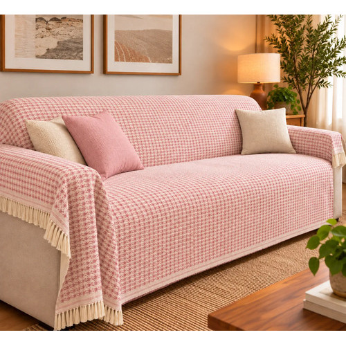 Manta Para Sofa Gigante Retrátil Canto e Fixo 100% Algodao - Algodão Rosa