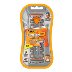 Barbeador descartável Comfort3 Hybrid recarregável Cinza + 6 lâminas Bic