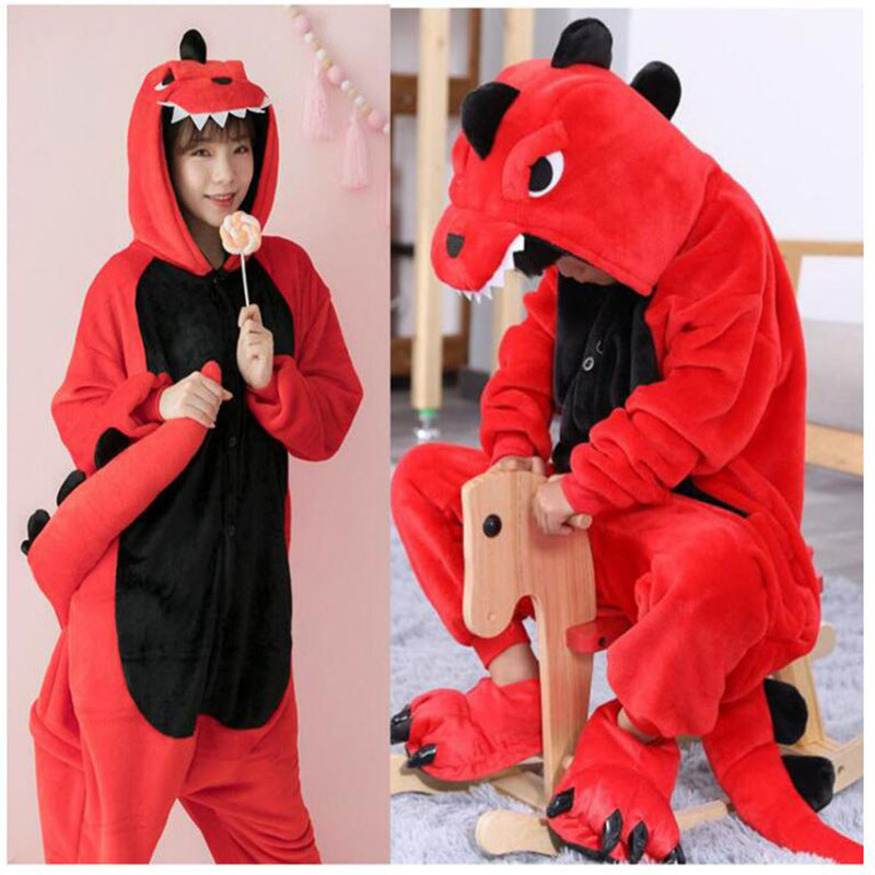 Primavera outono bebê dinossauro pijamas crianças engrossado macacão das mulheres dos homens dos desenhos animados Anime