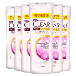 Kit Shampoo Clear Anticaspa Hidratação Intensa Leve 400ml Pague 330ml 6 Unidades
