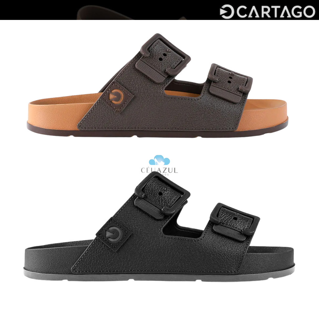 Sandália Birken Masculina Cartago Slide Milao II Tiras Fivela Casual Conforto Leveza em Oferta na Shopee