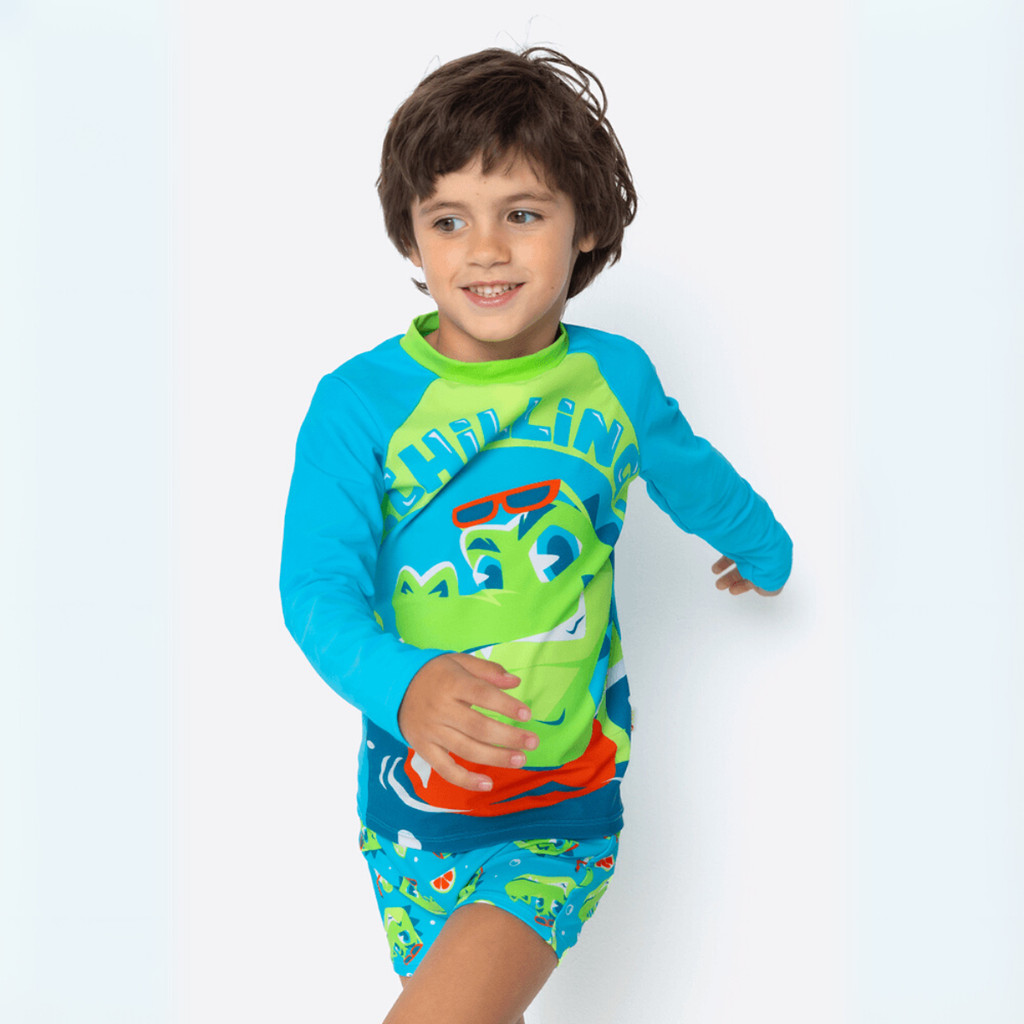 Conjunto Camiseta E Sunga Boxer Menino Jacaré Relax Puket
