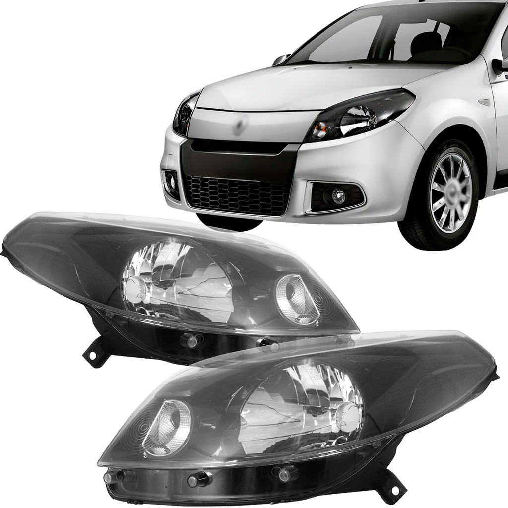 Par Farol Sandero 2012 2013 2014 Máscara Negra em Oferta na Shopee