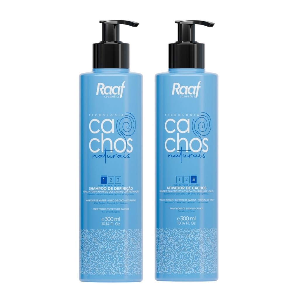 Kit Curly Activator Capilar Cachos Naturais Definição Raaf Cosmetics Shampoo 300ml + Ativador de Cachos 300ml