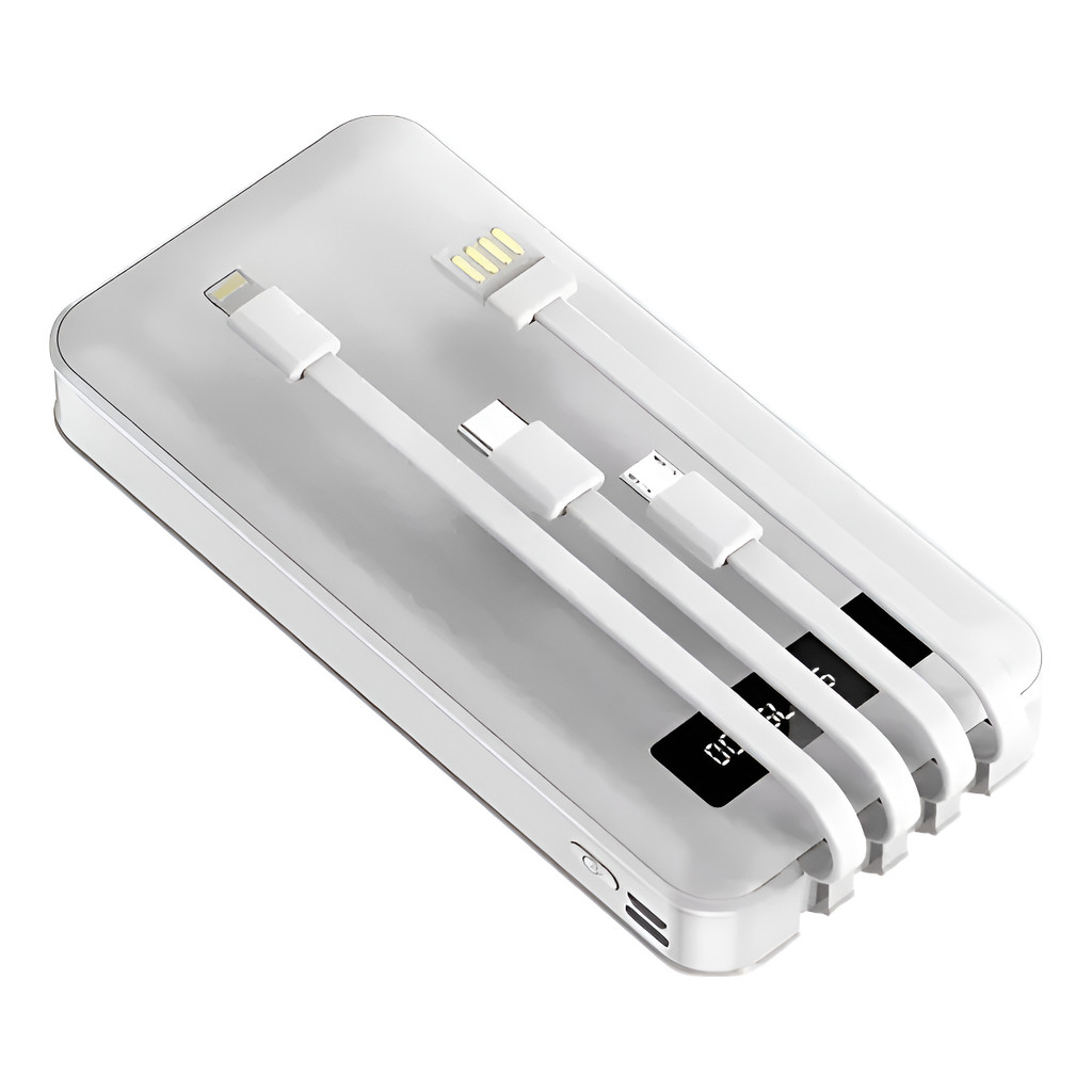 Power Bank Portátil 20000mAh Universal com 4 Cabos Integrados – Carregador Rápido AcheiBarato