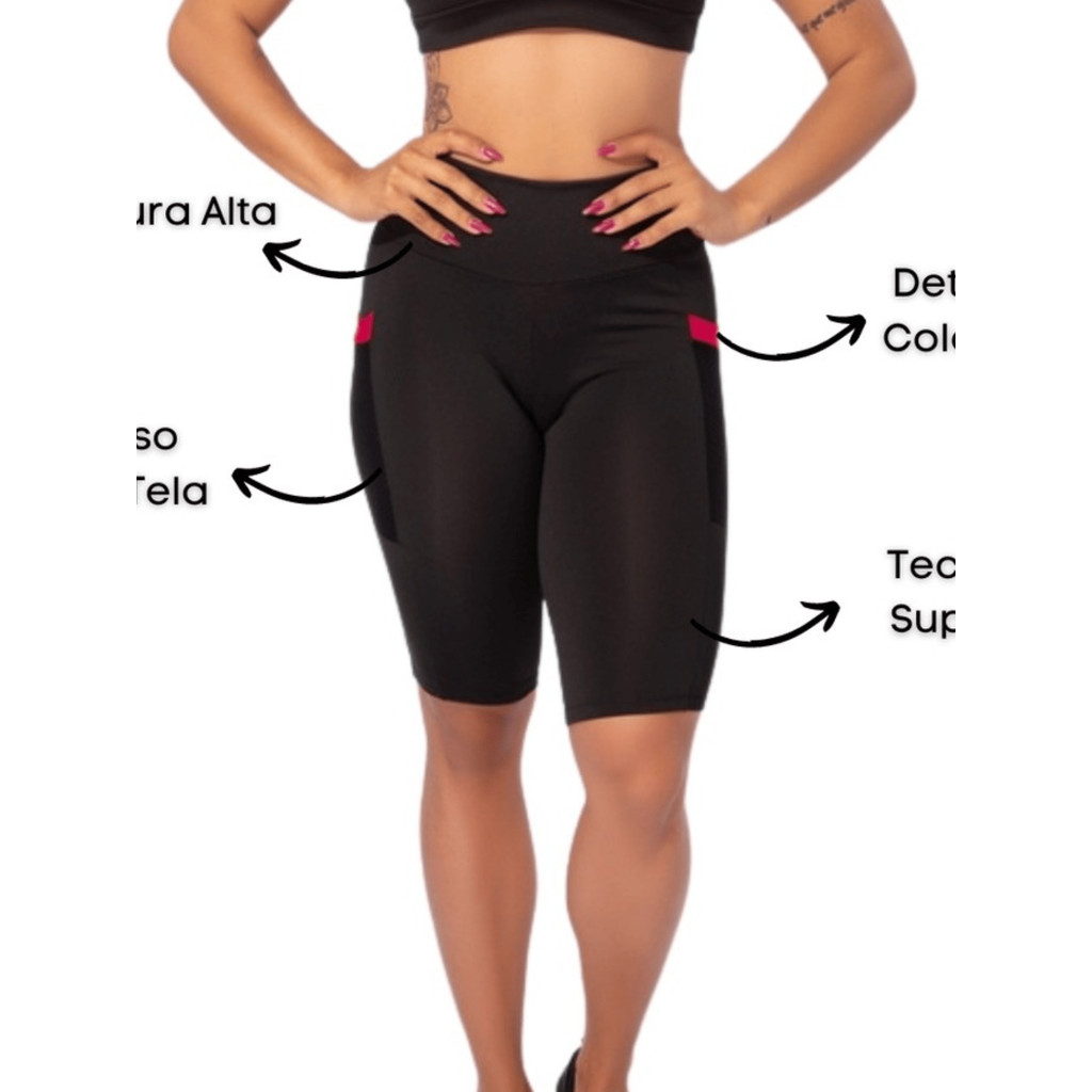 Kit 10 Bermuda Legging Ciclista Feminina Suplex Fitness Academia Bermuda Ginástica Com Bolso Cintura Alta