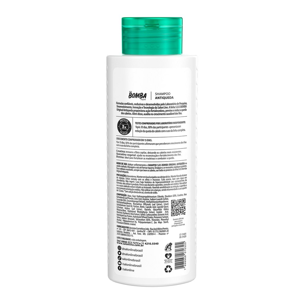Detalhes do Kit SOS Bomba Antiqueda 200ml com Tônico Fortalecedor e Máscara Salon Line