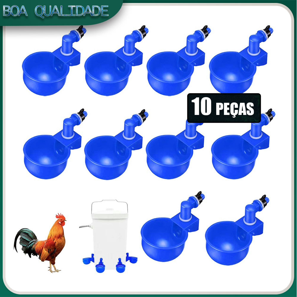 Kit 10 Bebedouros Automáticos P/Aves Galinha Pato Codorna Azul