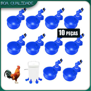 Kit 10 Bebedouros Automáticos P/Aves Galinha Pato Codorna Azul