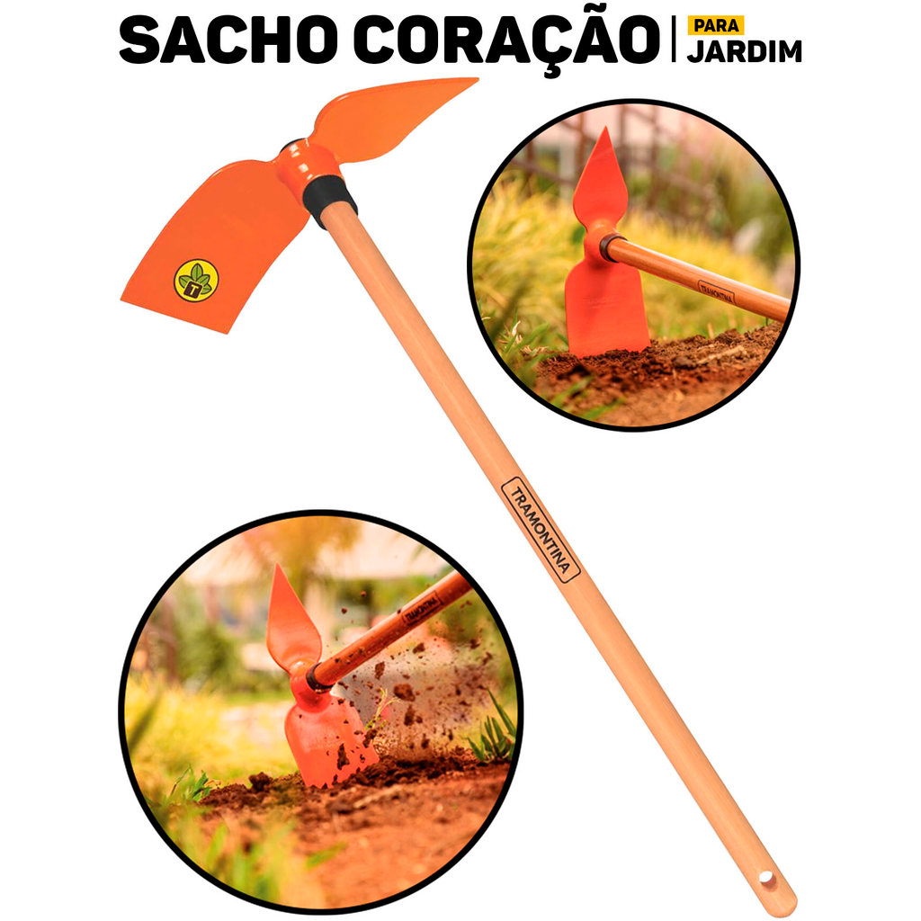 Mini Picareta Sacho Coração Tramontina 60cm Aço Carbono Cabo Madeira P/ Jardinagem Horta E Plantio	 em Oferta na Shopee