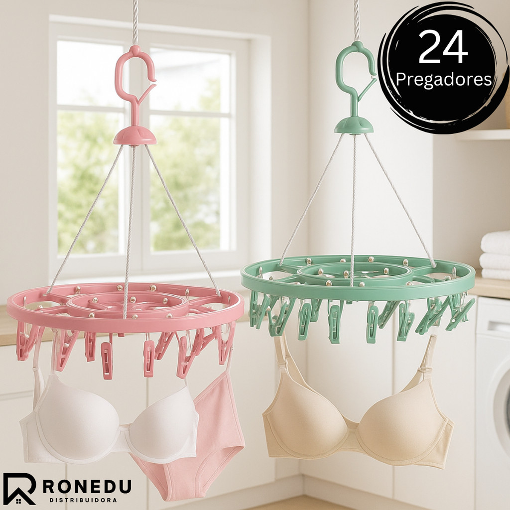 Kit 1,2,3 Varal de Roupas Intimas 24 Pregadores - Pratico Resistente Dobravel Verde e Rosa em Oferta na Shopee