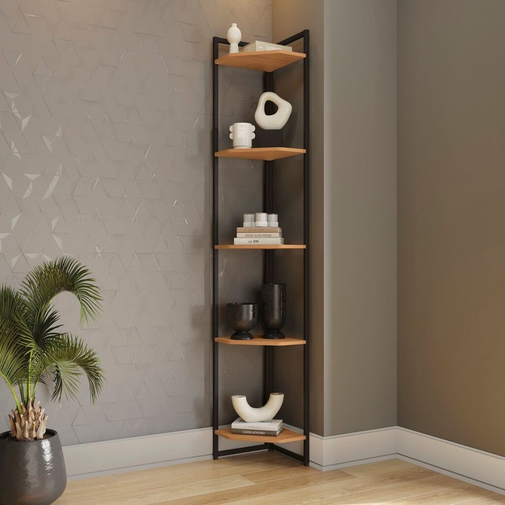Torre de Canto 5 Prateleiras Canela/Preto