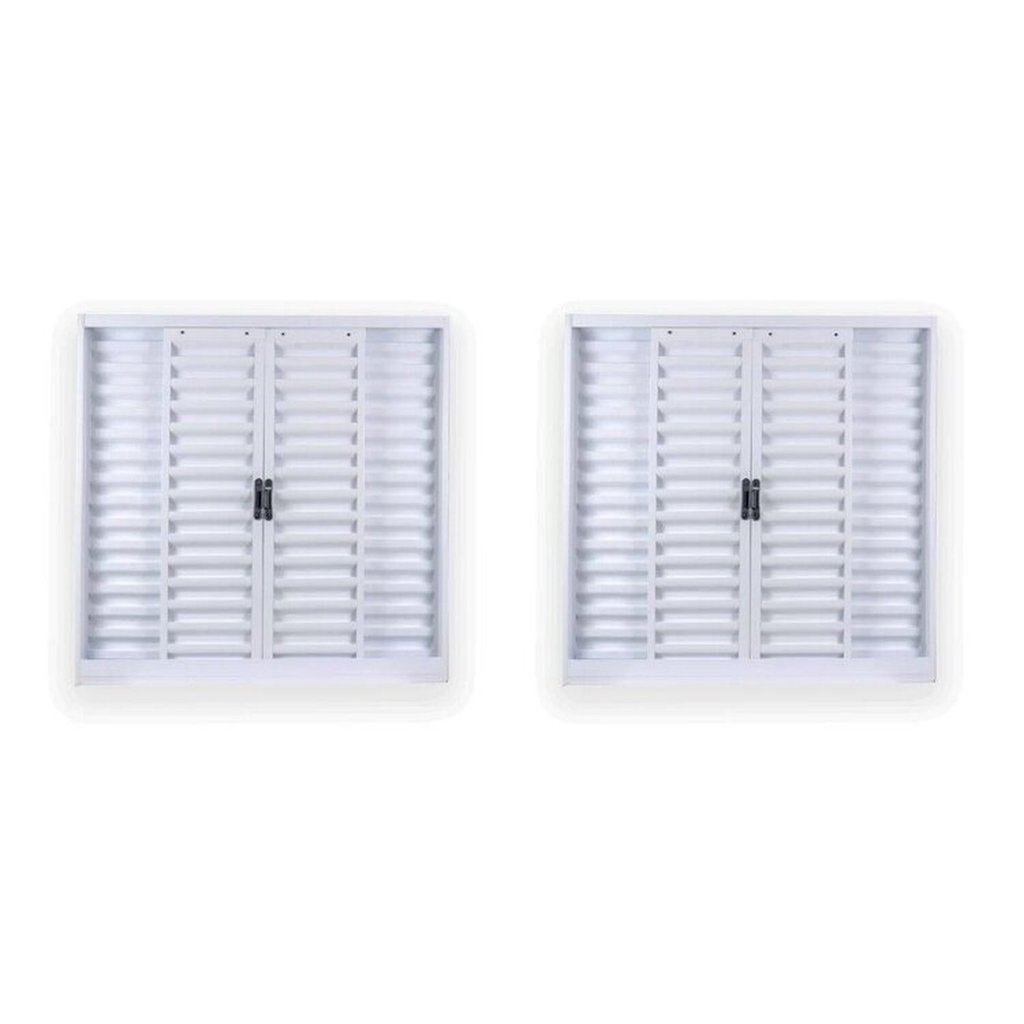 Kit com 2 Janelas de Aço Veneziana de Correr 100x100cm 4 Folhas com Grade Minas Sul Mgm em Oferta na Shopee