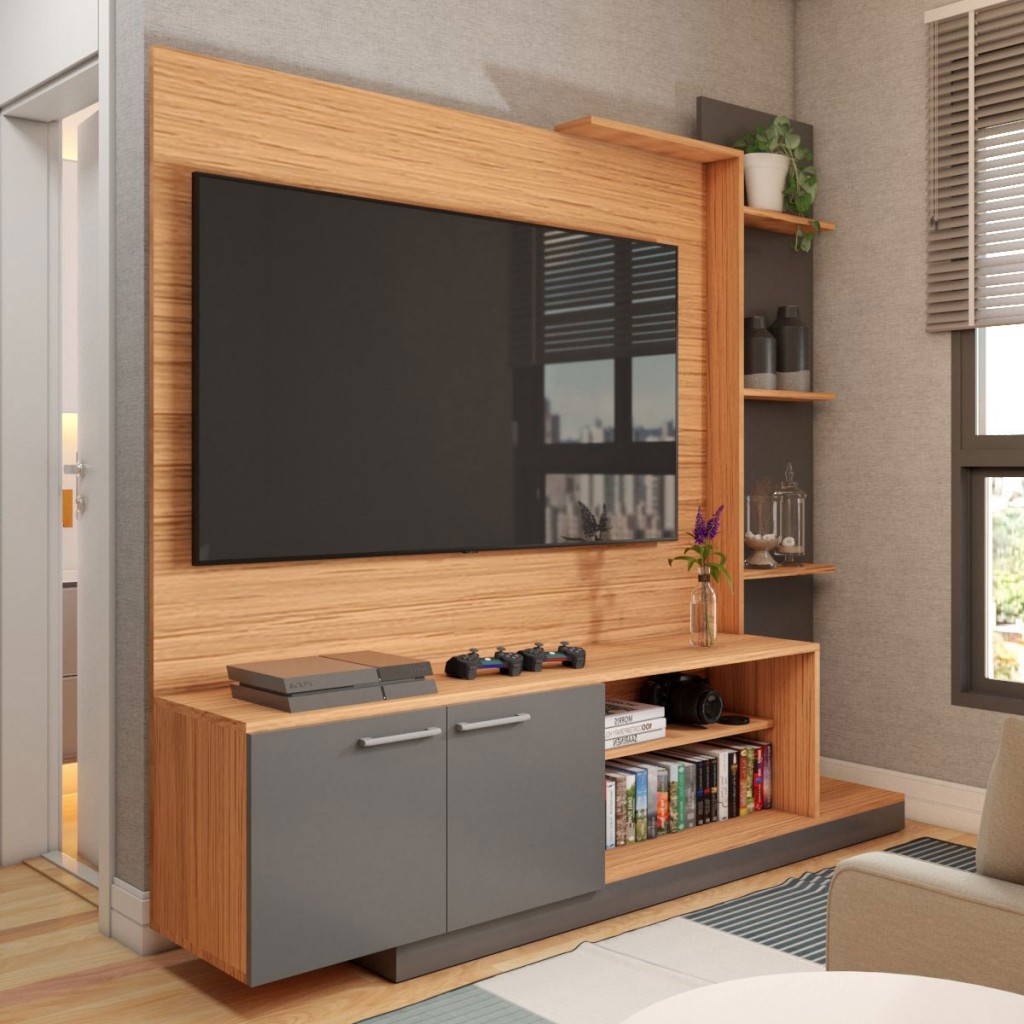 Estante para TV Até 55 Polegadas Castelar 2 Portas - Panorama Móveis em Oferta na Shopee