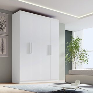 Guarda-roupa Solteiro MDF Fenix 04 Portas 03 Gavetas Branco em Oferta na Shopee