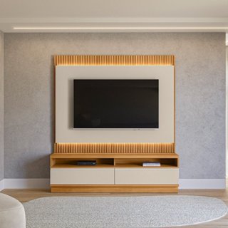 Rack com Painel para TV até 70 Polegadas com Ripado e Led 180cm São Paulo 180 em Oferta na Shopee