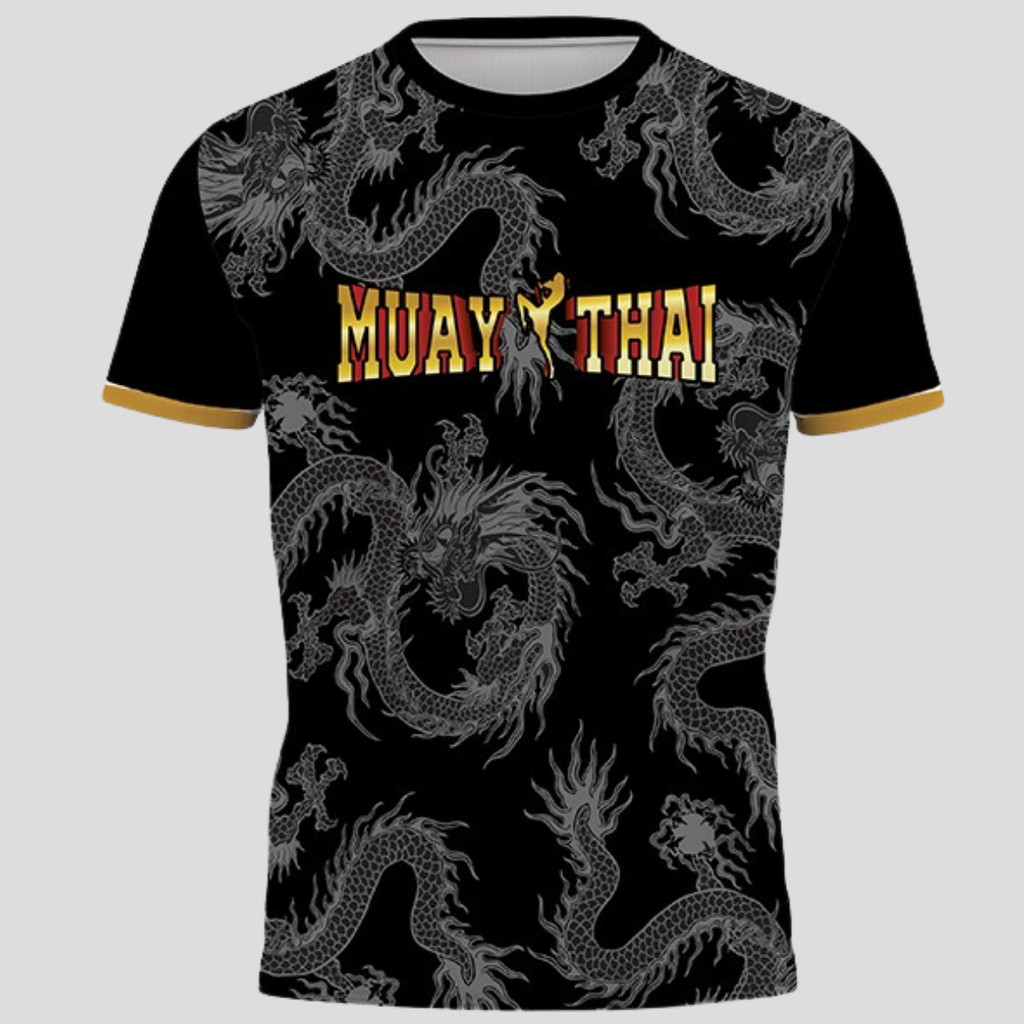 Camiseta Muay Thai Dragão Lutador Academia Dry Fit Esporte Camisa Dry Fit Manga Curta