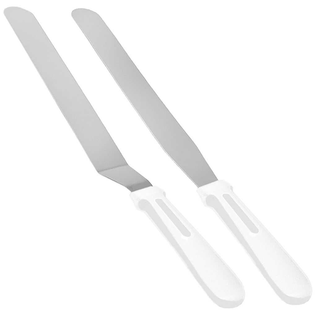 Kit 2 Espátulas Confeiteiro Grande Em Aço Inox Para Decorar Bolos, Tortas e Sobremesas em Oferta na Shopee