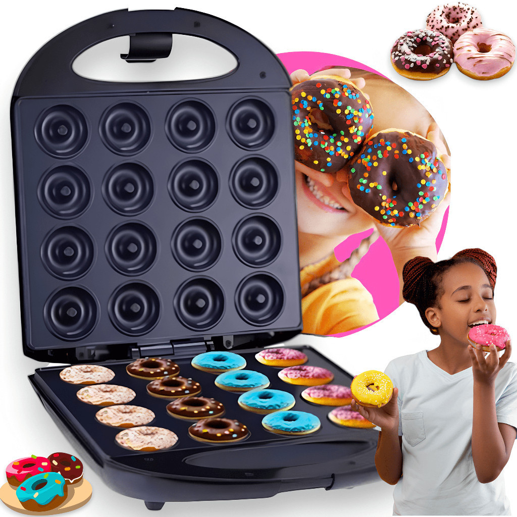 Imagem Maquina De Donuts Café Da Manhã Capacidade Para 3/7/16Mini Rosquinha Elétrica 110V e 220V Portátil