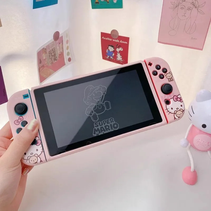 Kit Capa Protetora TPU Flexível Hello Kitty Edition Para Nintendo Switch OLED - detalhe