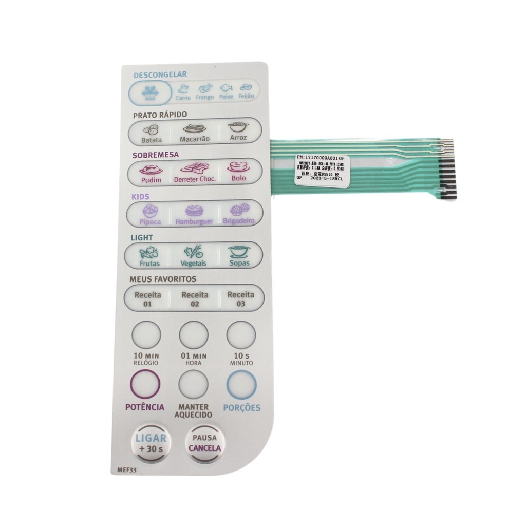 Membrana Painel De Controle Microondas Electrolux Mef33 Orig - 69580892