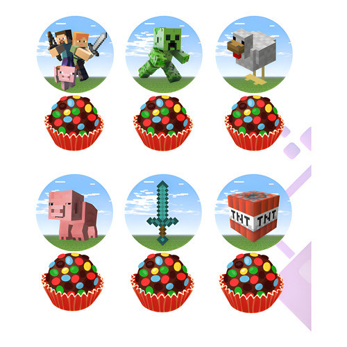 50 Tag Minecraft Topo Docinho Festa Infantil Aniversário Verde Minecraft Tag Docinhos Brigadeiro