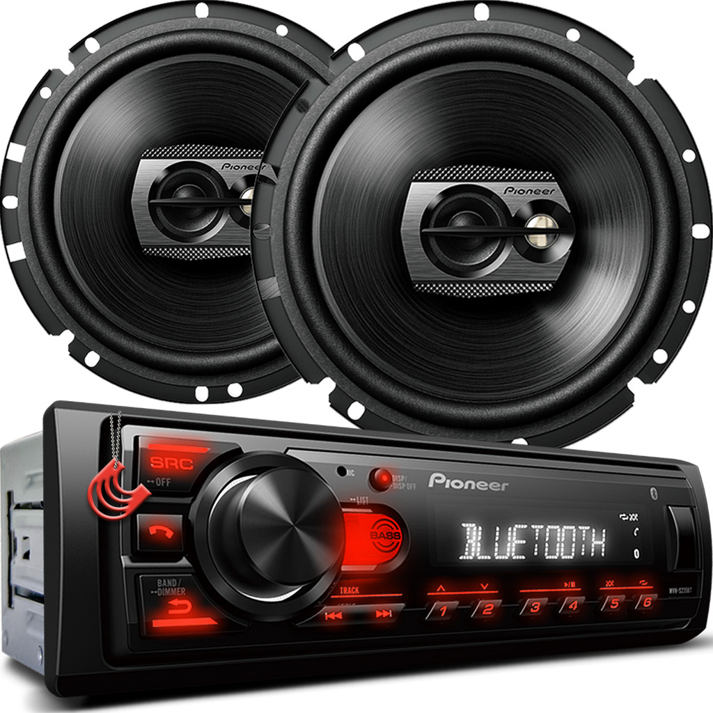 Combo Kit Auto Radio Som Aparelho Automotivo Usb Pioneer +2 Falantes Triaxial 6" Dianteiros Portas em Oferta na Shopee
