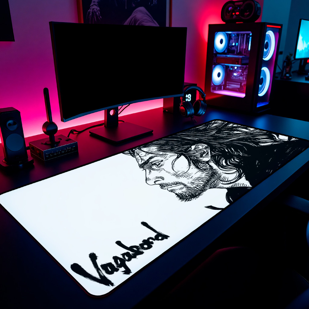 Mouse Pad Gamer Vagabond 65x30cm / 80x40cm / 90x50cm / 120x60cm / Borda Costurada em Oferta na Shopee