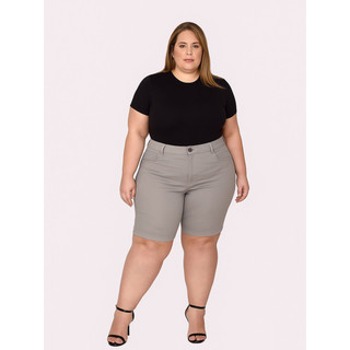 Bermuda Feminina Plus Size em Sarja com Lycra Wild Dove – Cintura Alta, Confortável e Modelagem Justa