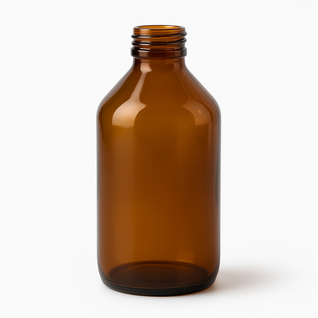 5un ou 10un – Vidro Âmbar 200ml Pluma 24/410 | Para cosmético, óleo, aroma e uso médico