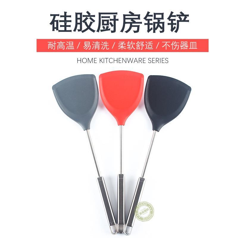Espátula de silicone com utensílios de cozinha de silicone, cabo longo, espátula de silicone de aço inoxidável, colher d