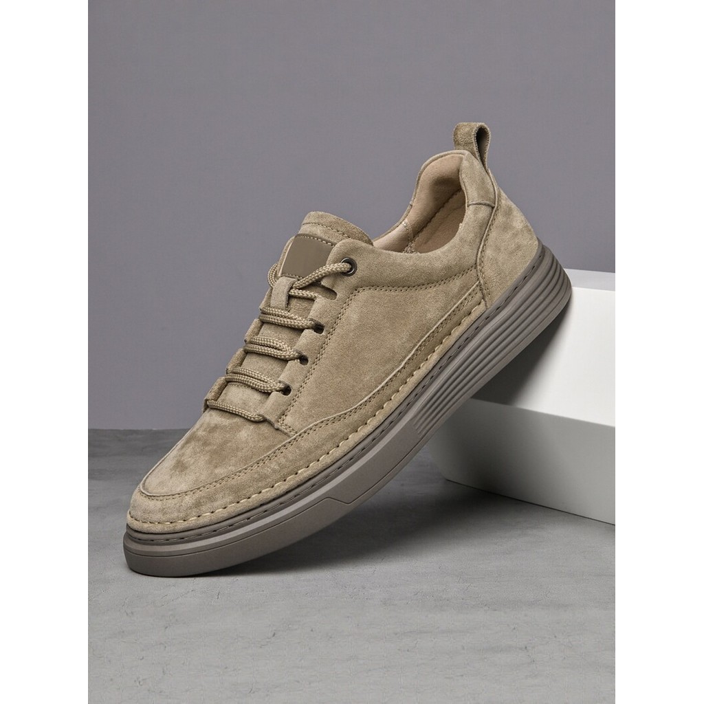 Primeira camada de couro genuíno masculino couro genuíno sapatos casuais tênis camurça camurça britânico Retro 45 tamanh