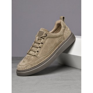 Primeira camada de couro genuíno masculino couro genuíno sapatos casuais tênis camurça camurça britânico Retro 45 tamanh