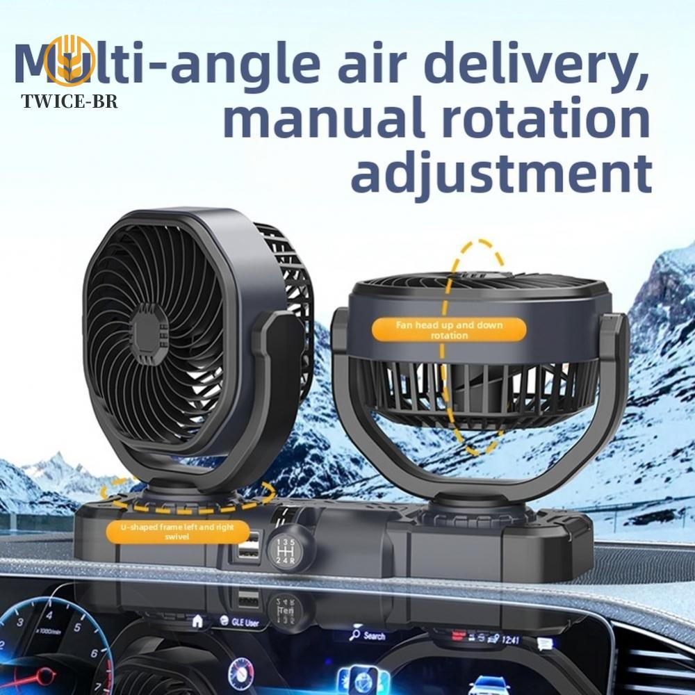 Cabeça Dupla Do Ventilador Carro 12V 24V Com Projeto Silencioso Motor Sem Escova Da Tomada USB